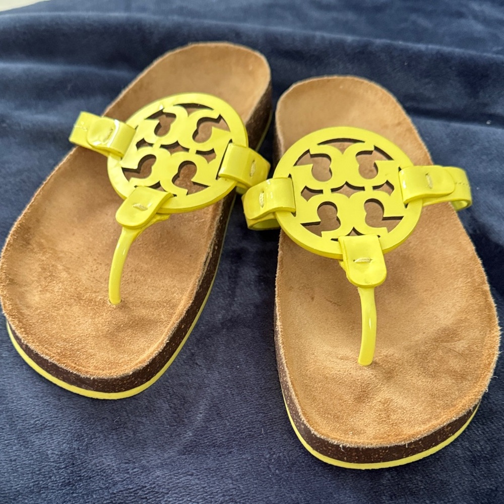 Tory Burch Yellow and Brown Sandals.